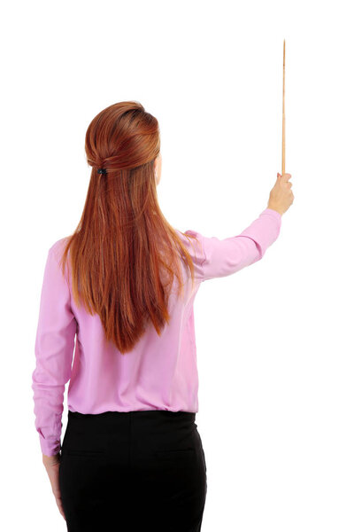 Young teacher with pointer 