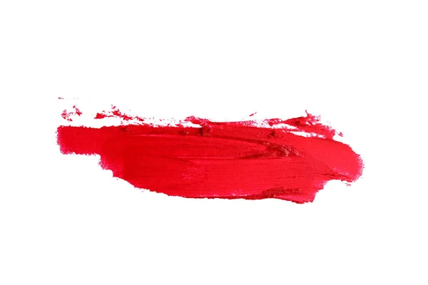 Smudged bright lipstick on white background — Stock Photo, Image