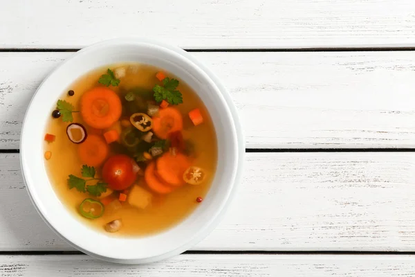 Bowl with fresh vegetable soup — Stock Photo, Image