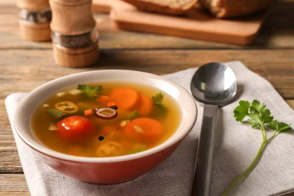 Bowl with fresh vegetable soup — Stock Photo, Image