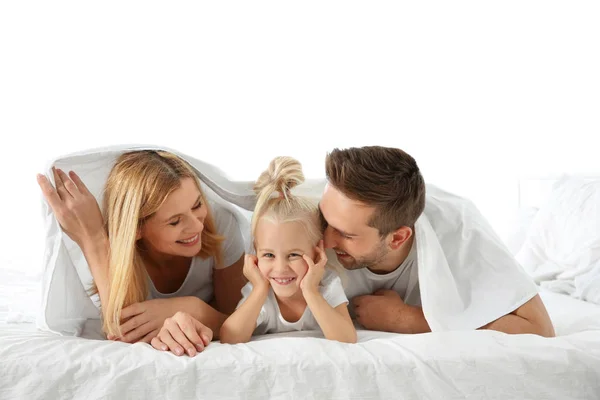 Cute little girl with parents — Stock Photo, Image