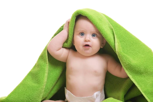 Cute baby with towel — Stock Photo, Image