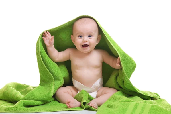 Bébé mignon avec serviette — Photo