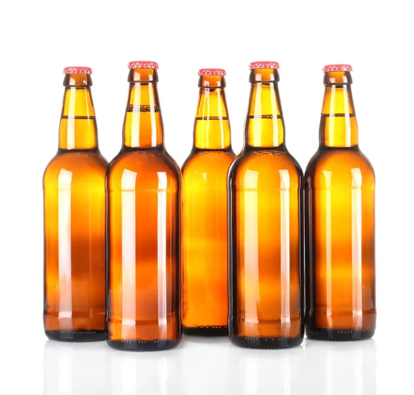 Beer bottles in row — Stock Photo, Image