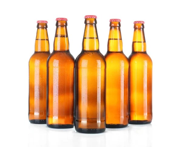 Beer bottles in row — Stock Photo, Image