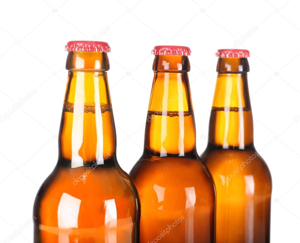 Beer bottles in row