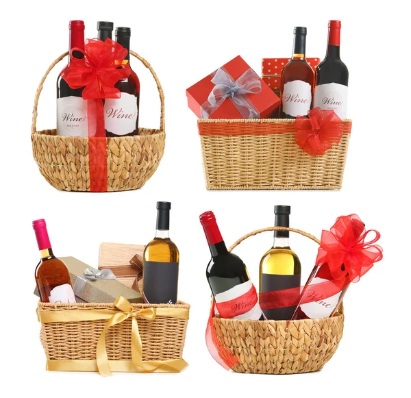 Regalos de vino con decoración festiva —  Fotos de Stock