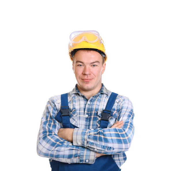 Portrait of workman in uniform on white background — Stock Photo, Image