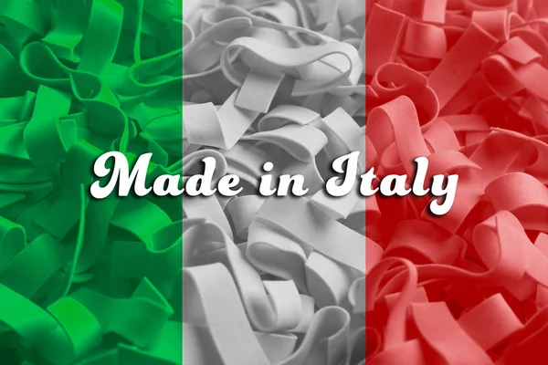 Texto MADE IN ITALY and flag — Fotografia de Stock