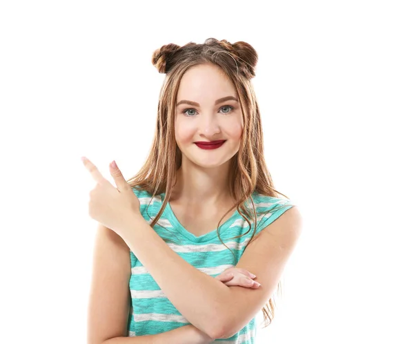 Porträtt av glada tonårsflicka — Stockfoto