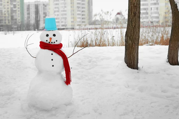 冬のクリスマス雪だるま — ストック写真