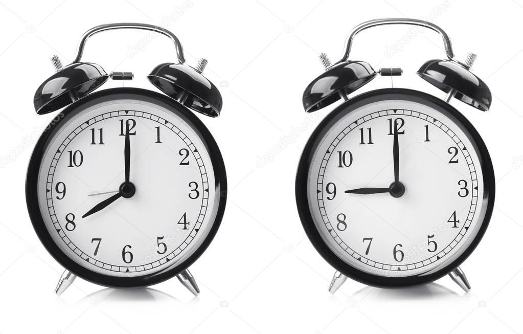  Alarm clocks on white 