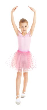 Beyaz arka planda küçük şirin balerin