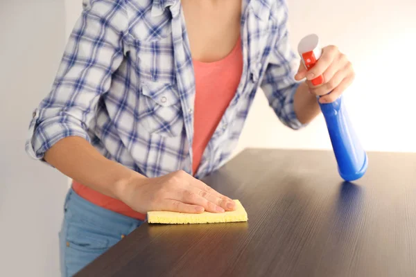 woman cleaning furniture