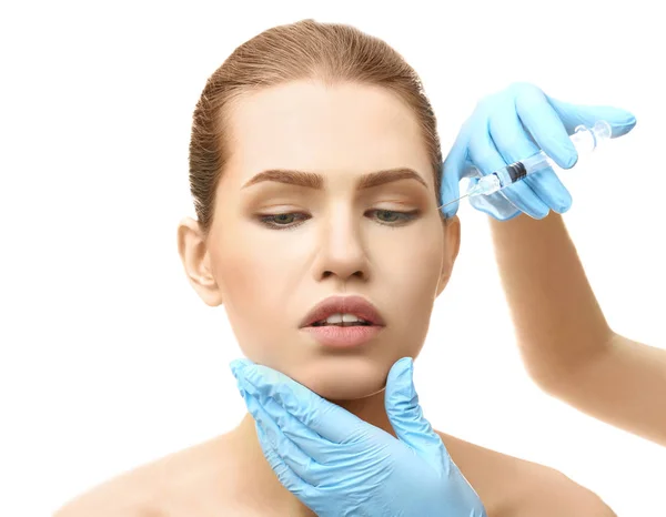 Young woman having cosmetic injection — Stock Photo, Image