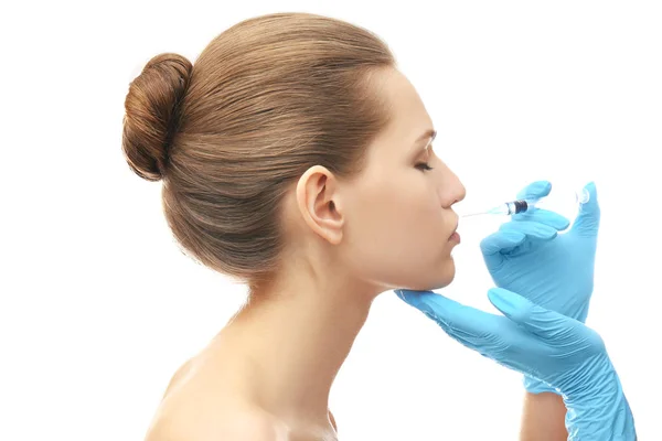 Young woman having cosmetic injection — Stock Photo, Image