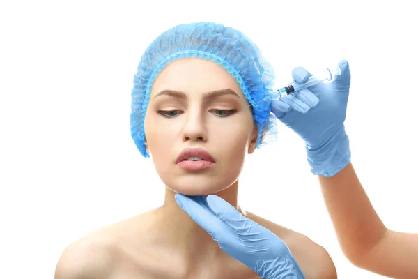 Young woman having cosmetic injection — Stock Photo, Image