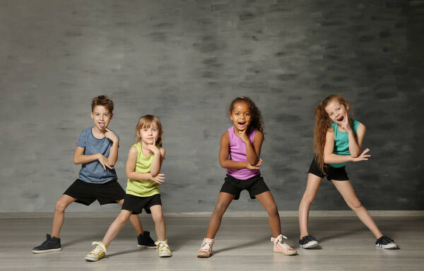 Cute funny children in dance studio