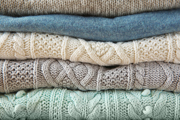 Stack of woolen clothes