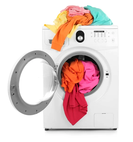 Tvättmaskin på vit — Stockfoto