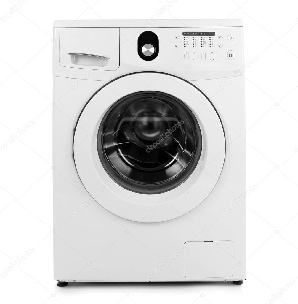 Washing machine on white  