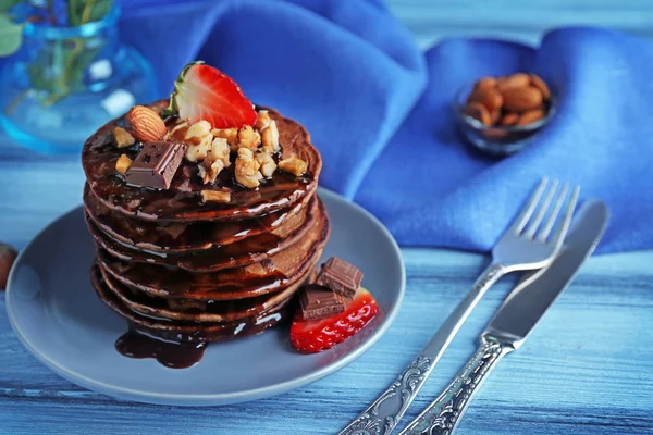 Pancake coklat yang lezat. — Stok Foto
