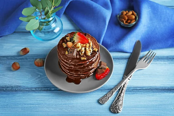 Delicious chocolate pancakes — Stock Photo, Image