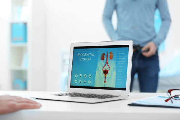Laptop screen with results of urology diagnostic — Stock Photo, Image