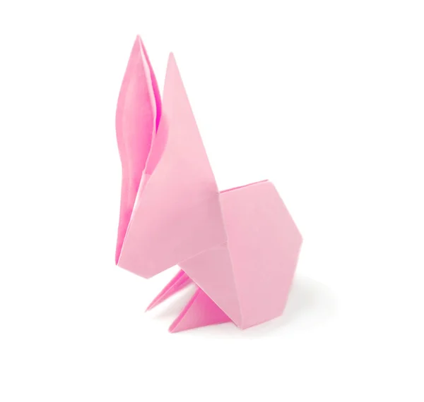 Lapin en papier Origami sur fond blanc — Photo