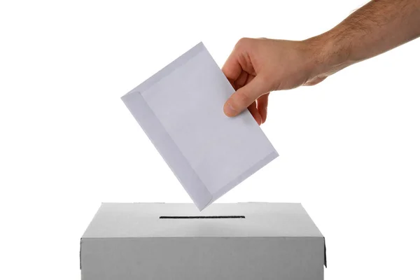 Hand putting voting ballot — Stock Photo, Image