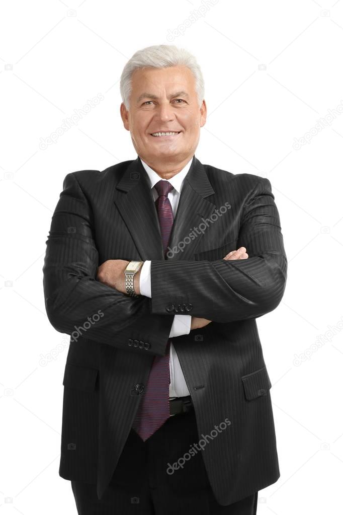 Senior man in black suit