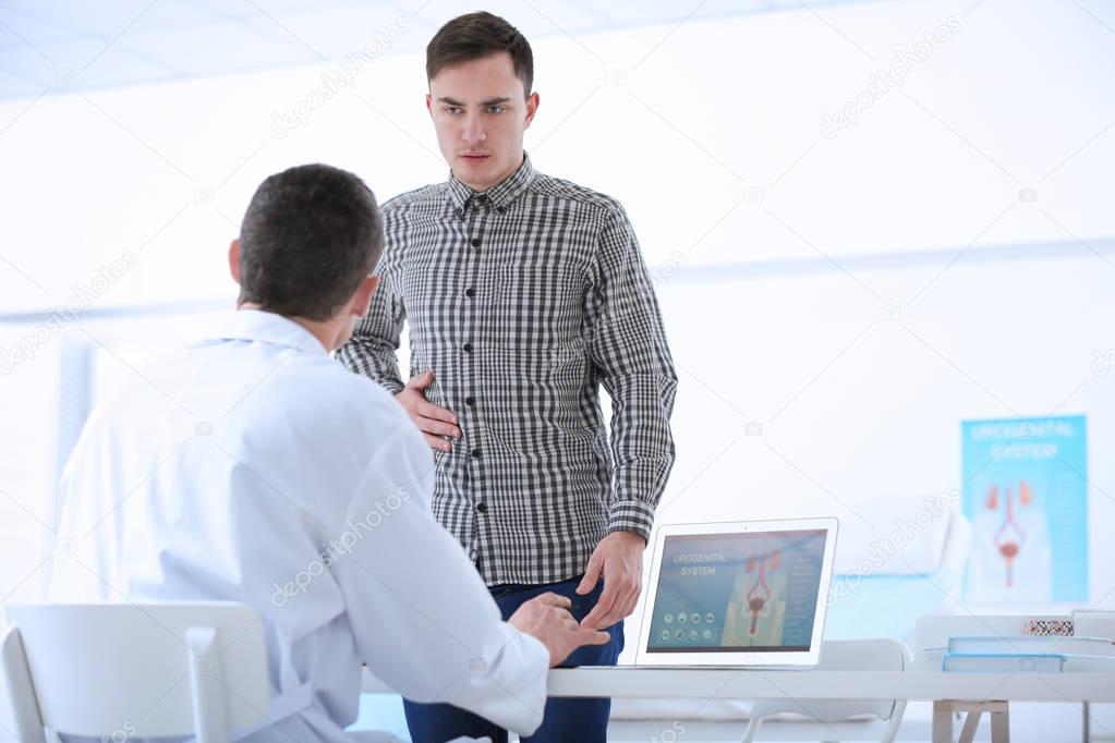 Urology concept. Doctor with patient at modern hospital