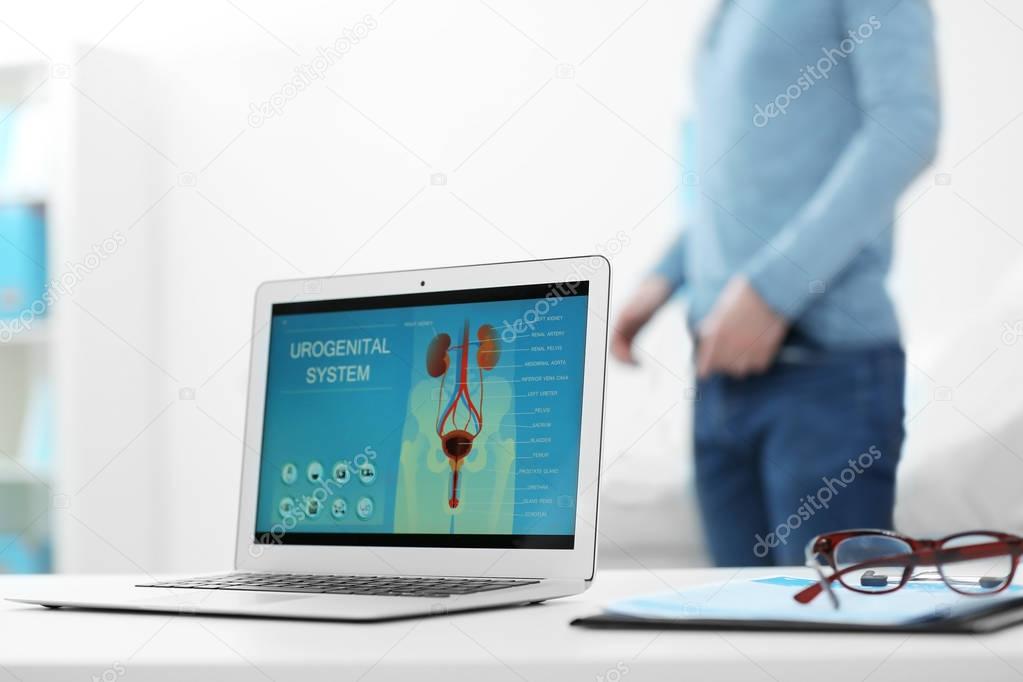 Laptop screen with results of urology diagnostic