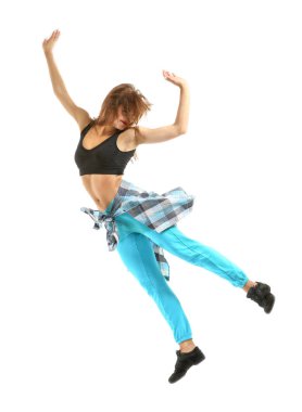 Beyaz arka plan üzerinde hip hop dansçı