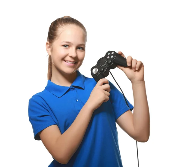Pretty teenager with game controller — Stock Photo, Image