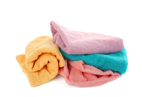 Pile of towels on white — Stock Photo, Image