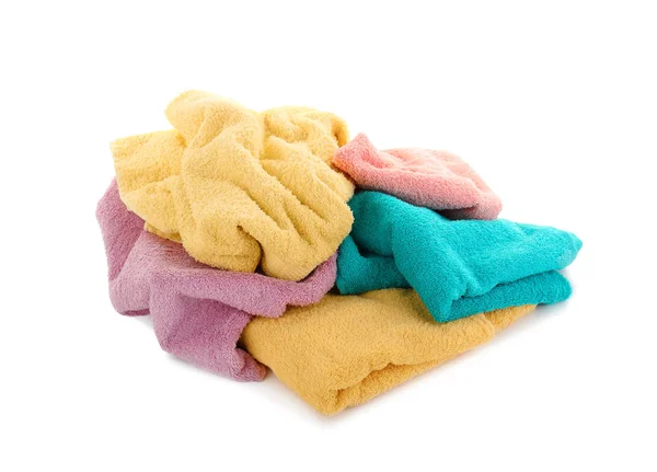 Pile of towels on white — Stock Photo, Image