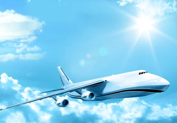 Modern airplane in sky — Stock Photo, Image