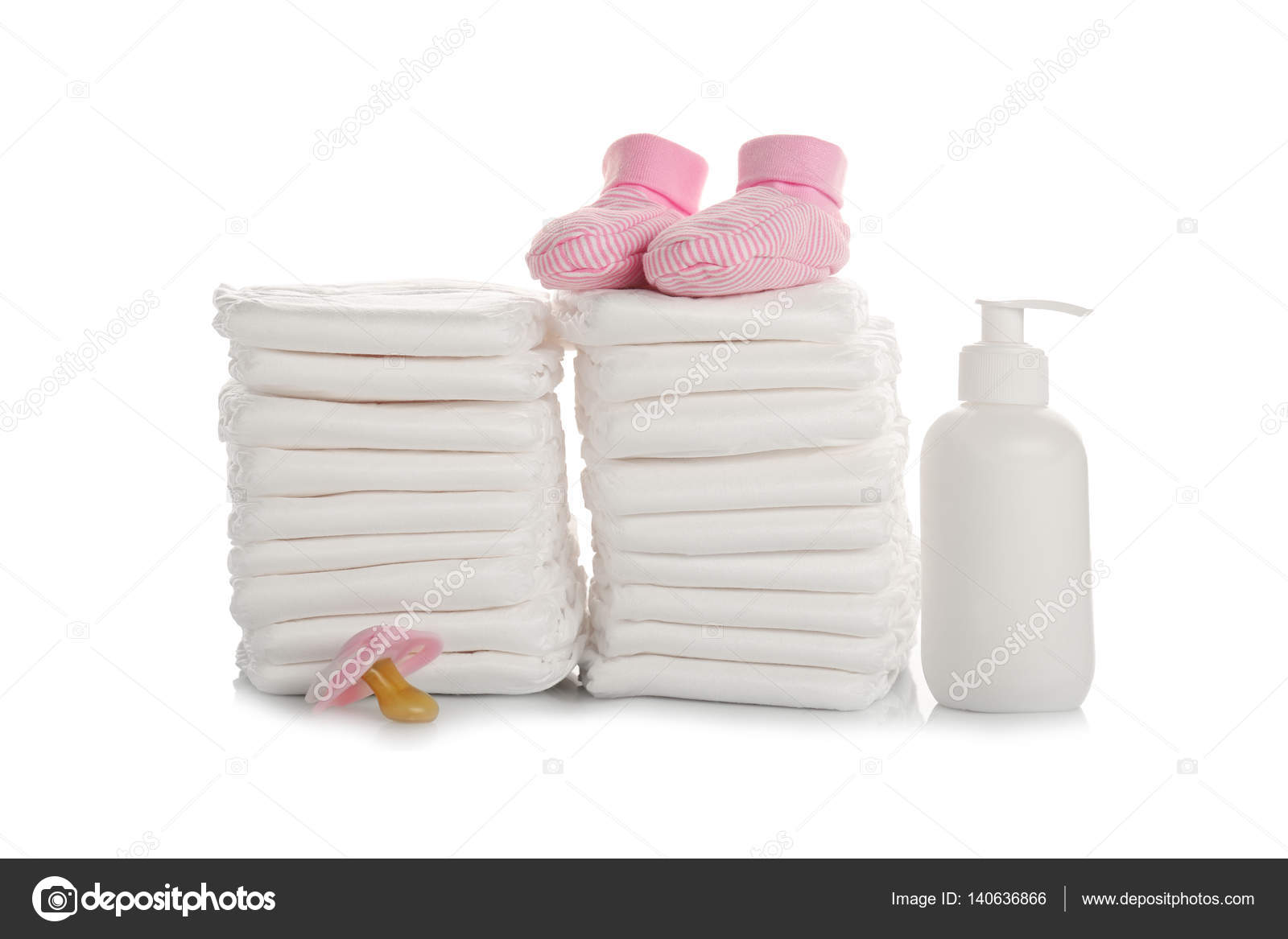 Baby diapers and necessities — Stock Photo © belchonock 140636866