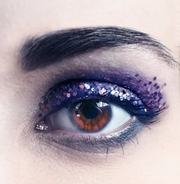 女性的眼睛，用专业的化妆 — 图库照片