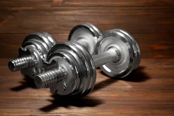 Metal collapsible dumbbells — Stock Photo, Image