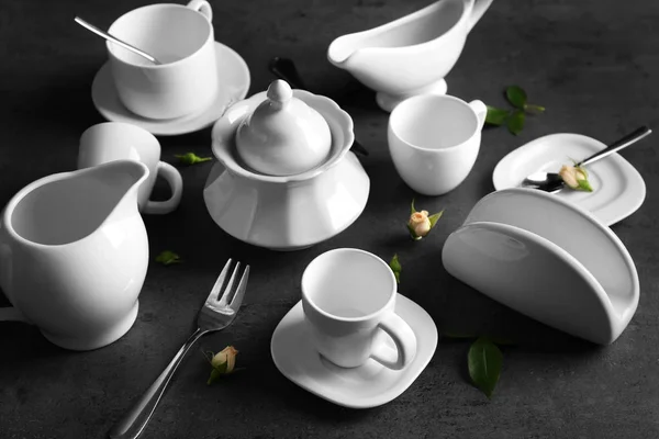 Set de té de porcelana blanca — Foto de Stock