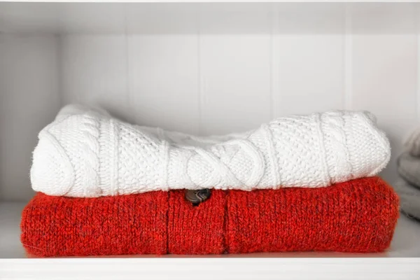 Stack of warm winter clothes — Stock Photo, Image