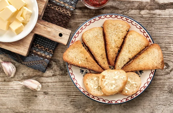 Tasty garlic French bread slices — Stock Photo, Image