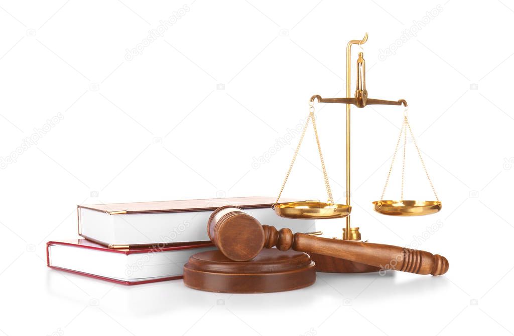 Judge gavel, scales and books 
