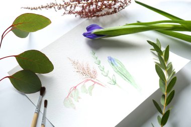 Çiçeklerin suluboya resmi 