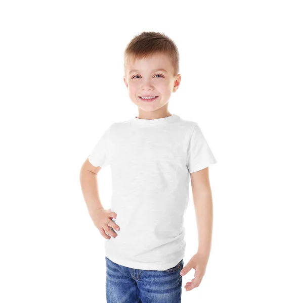 Lindo chico en camisa en blanco — Foto de Stock