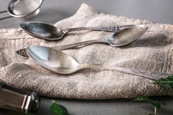 Cutlery set on napkin — Stock Photo, Image
