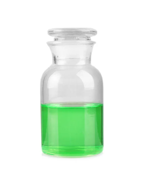 Glazen fles met water van de kleur — Stockfoto