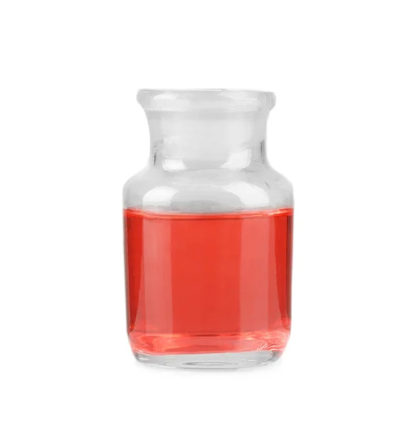 Renk su ile cam şişe — Stok fotoğraf